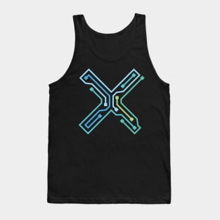 Alphabet X Circuit Typography Design Tank Top